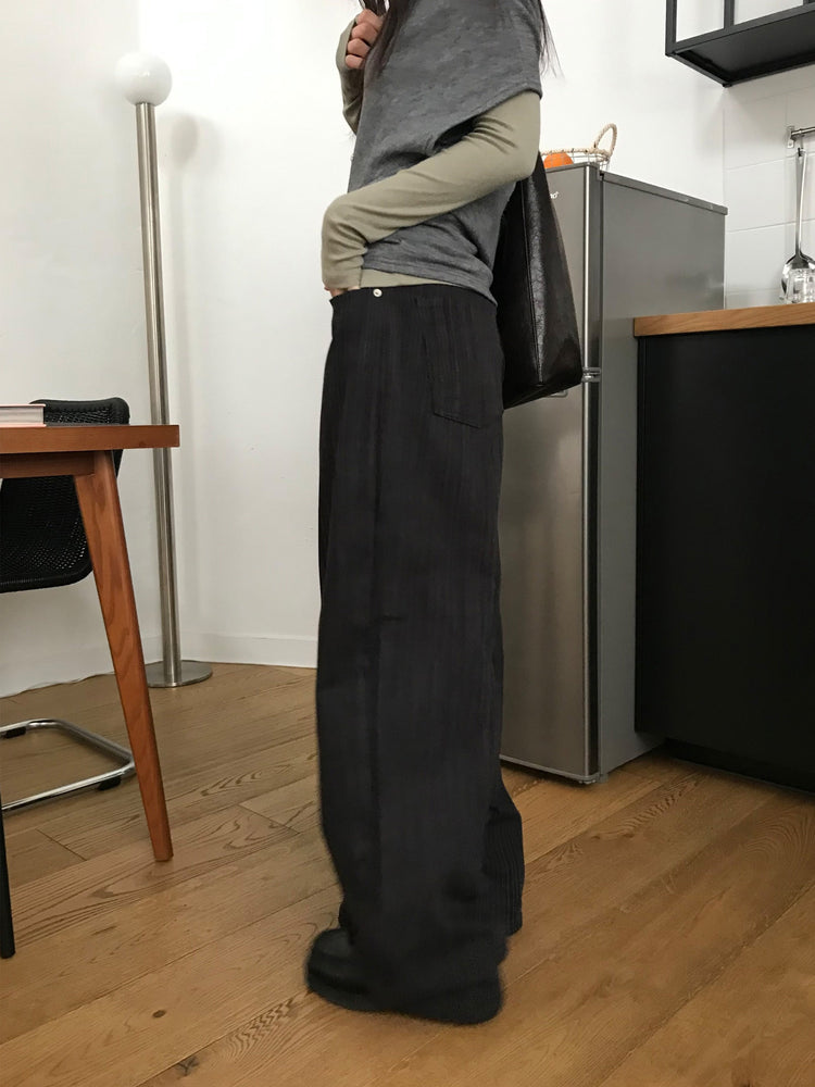 美色暗條紋質感直褲