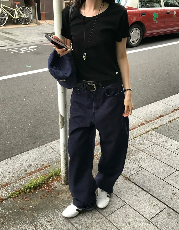 口袋明線細節牛仔褲