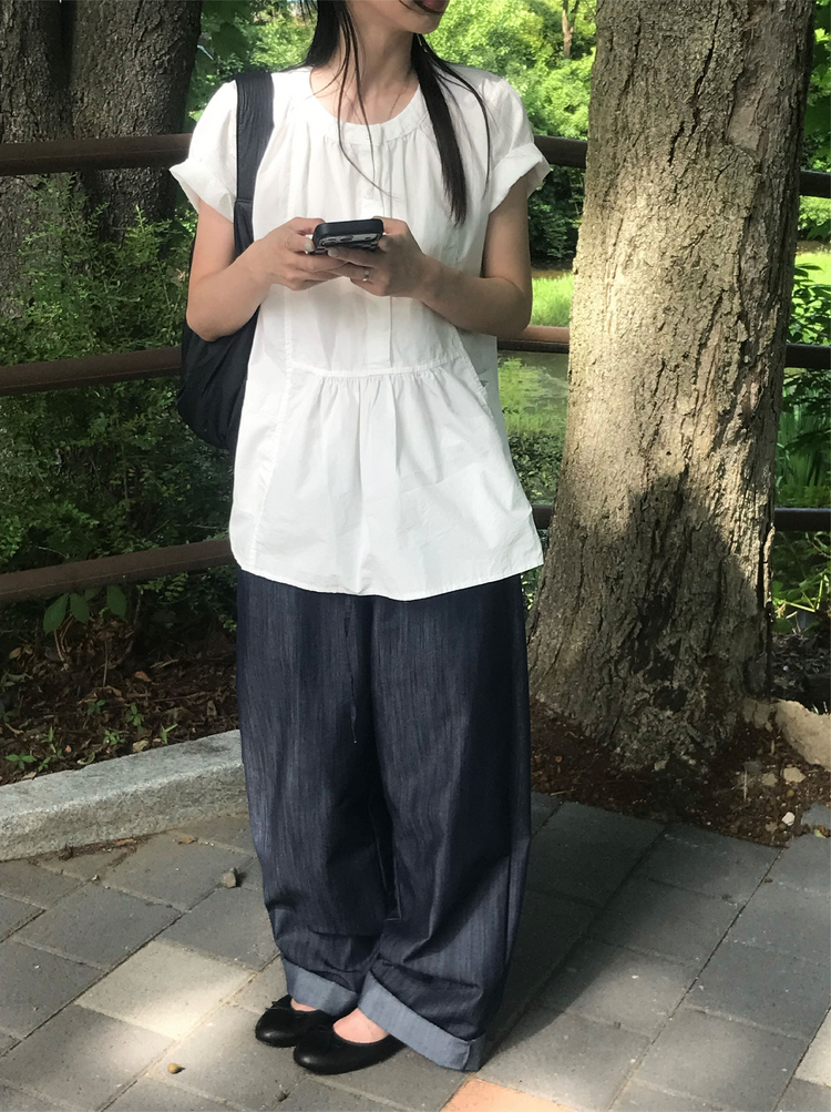 柔軟抽繩休閒牛仔褲