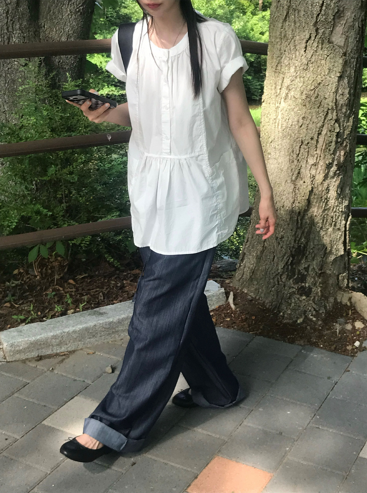 柔軟抽繩休閒牛仔褲
