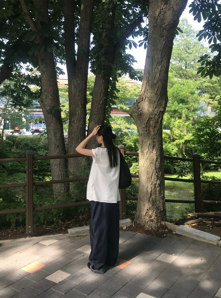 柔軟抽繩休閒牛仔褲