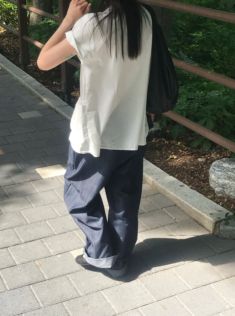 柔軟抽繩休閒牛仔褲