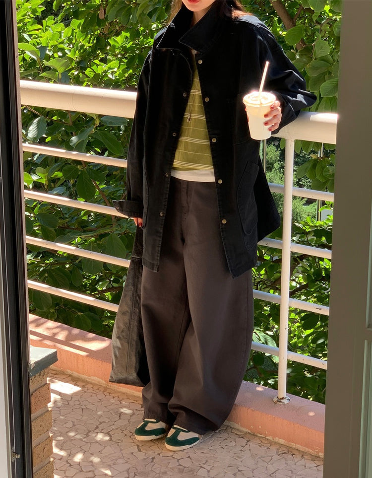 Unisex復古洗水細節寬鬆外套