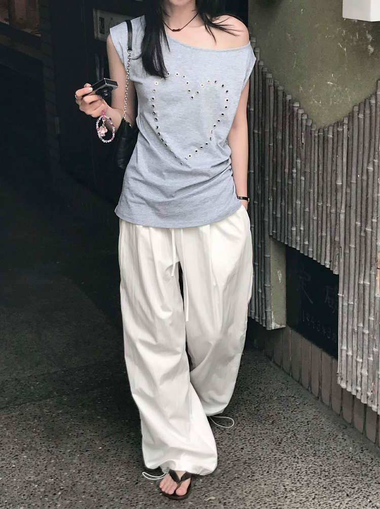 輕薄細腰頭抽身直褲