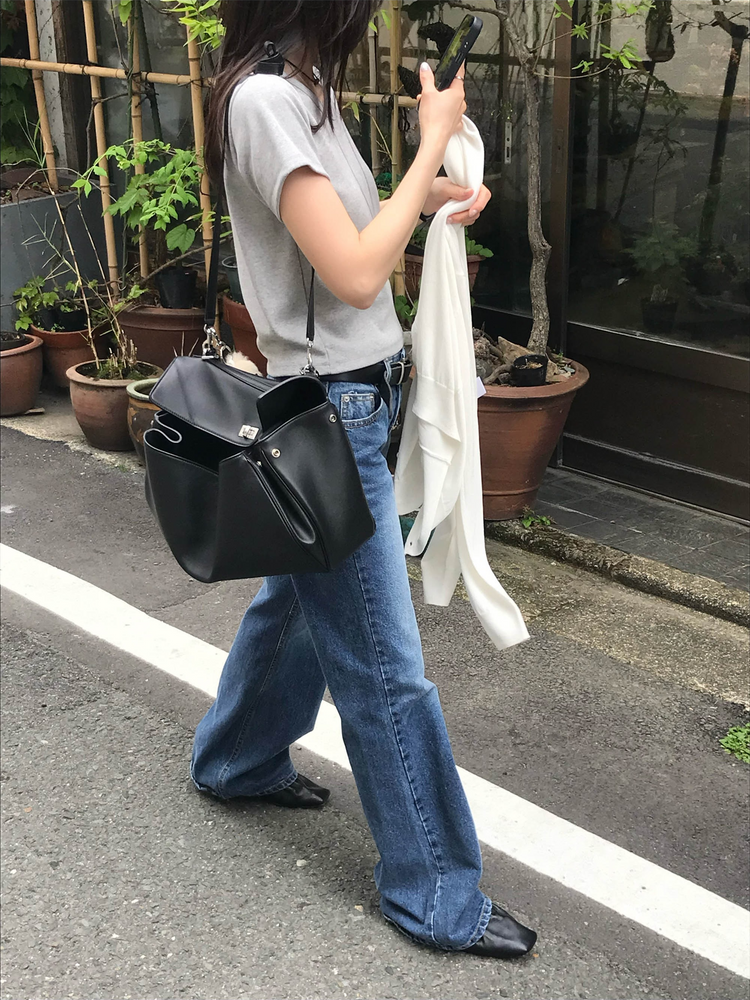 美刷色boot cut低腰牛仔褲
