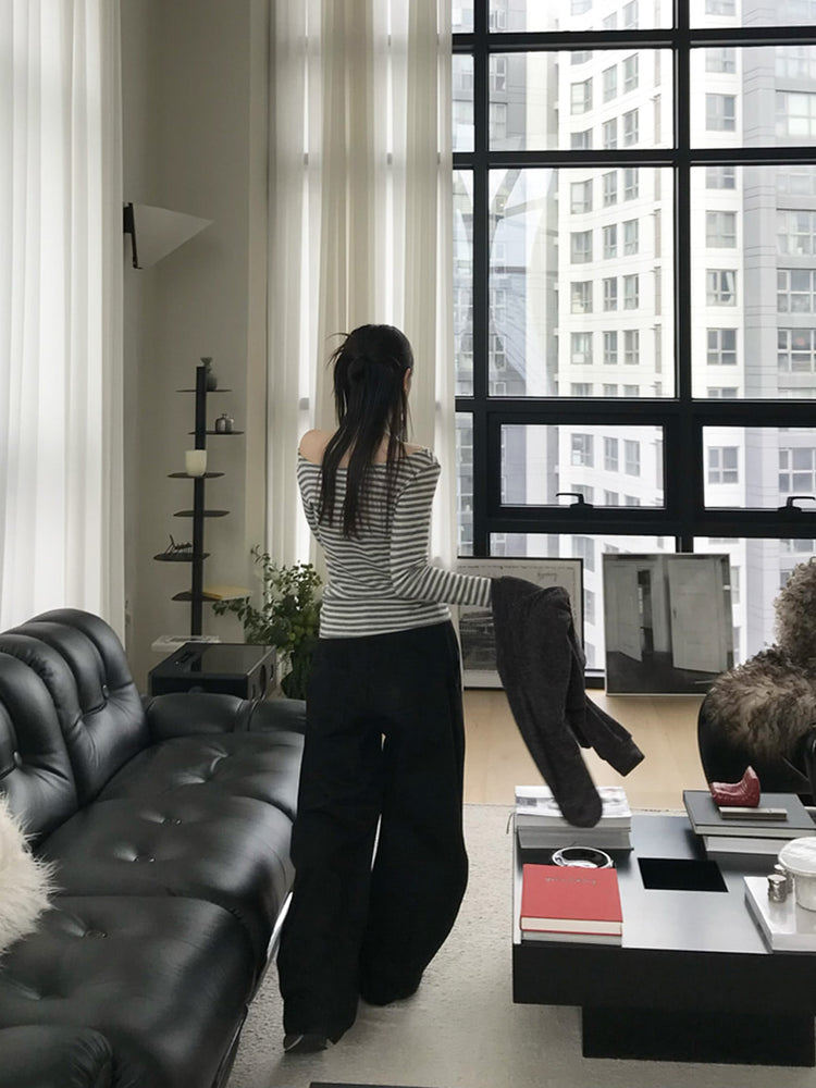 美色雙腰扣細節繭型褲