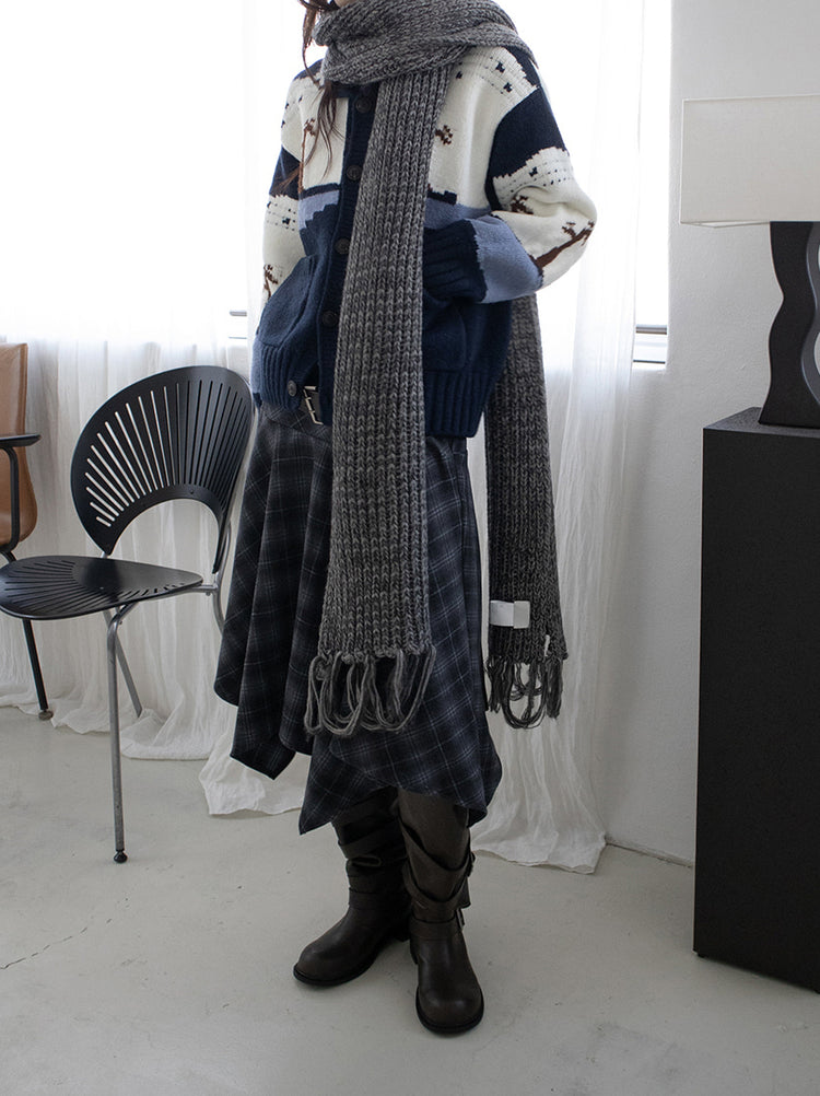 格紋不規則下擺半裙