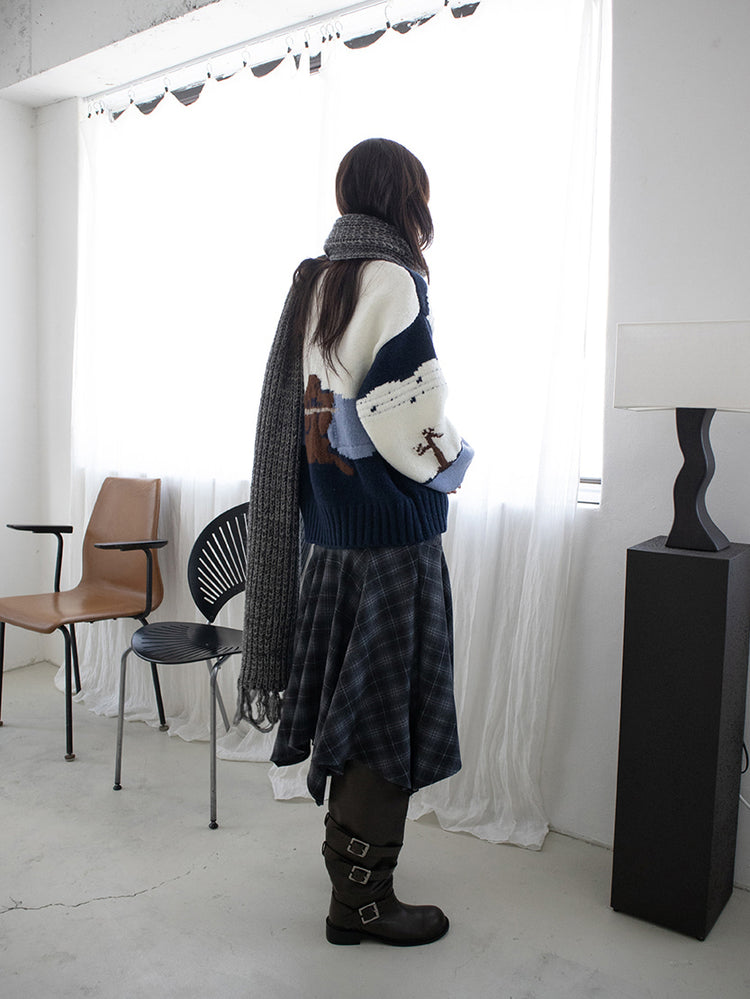 格紋不規則下擺半裙