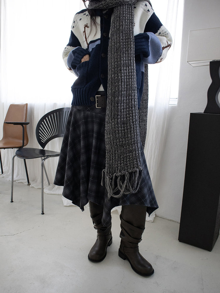 格紋不規則下擺半裙