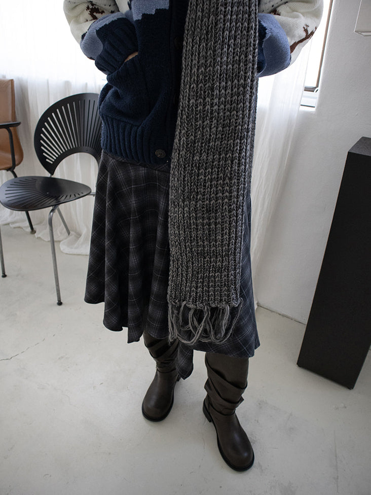 格紋不規則下擺半裙