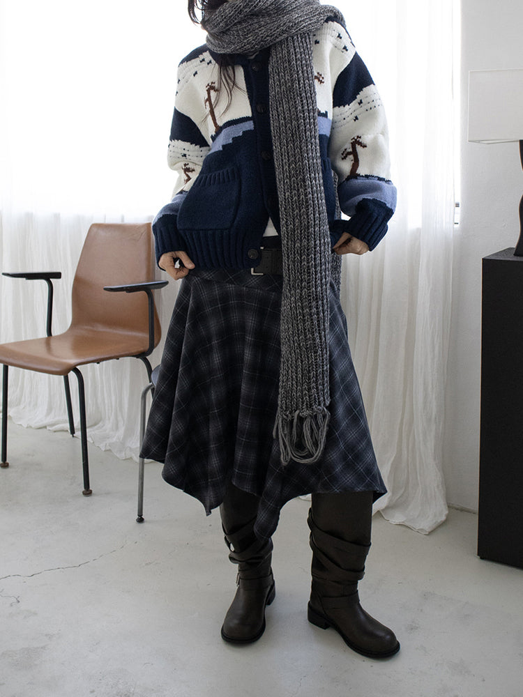 格紋不規則下擺半裙