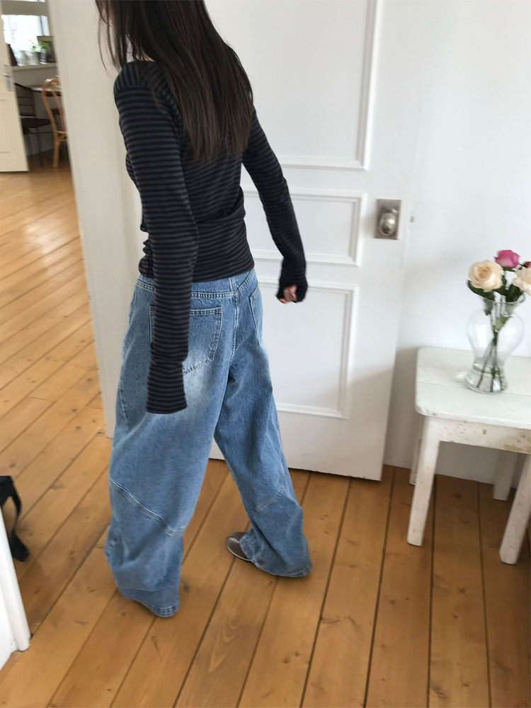 美色條紋撞色上衣