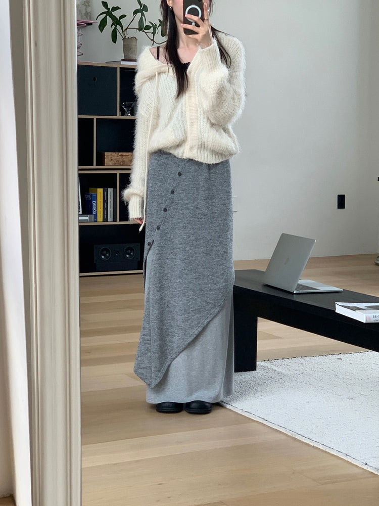 不規則設計感假兩件及踝裙