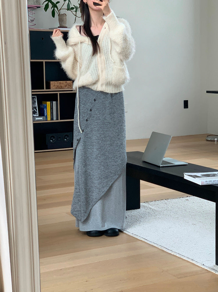 不規則設計感假兩件及踝裙