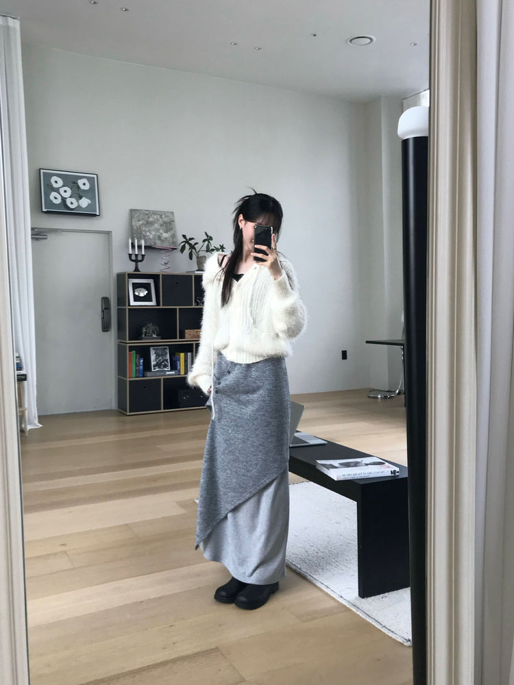 不規則設計感假兩件及踝裙