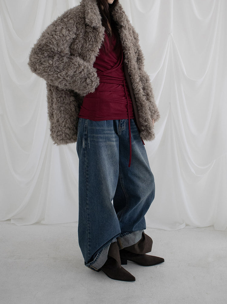 復古美色率性牛仔闊褲