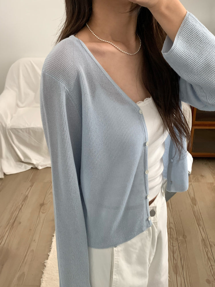 微透膚坑紋針織外套