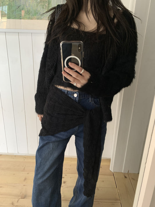 毛毛質感背心外套兩件式套裝