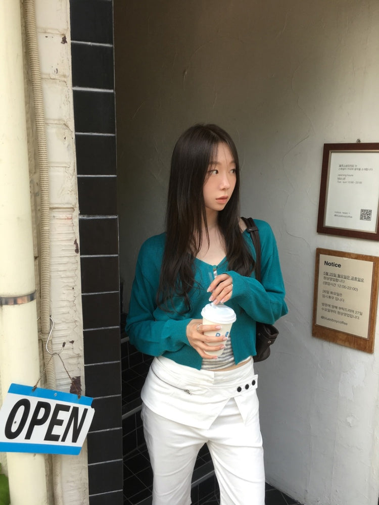 美色扣鈕細節針織外套