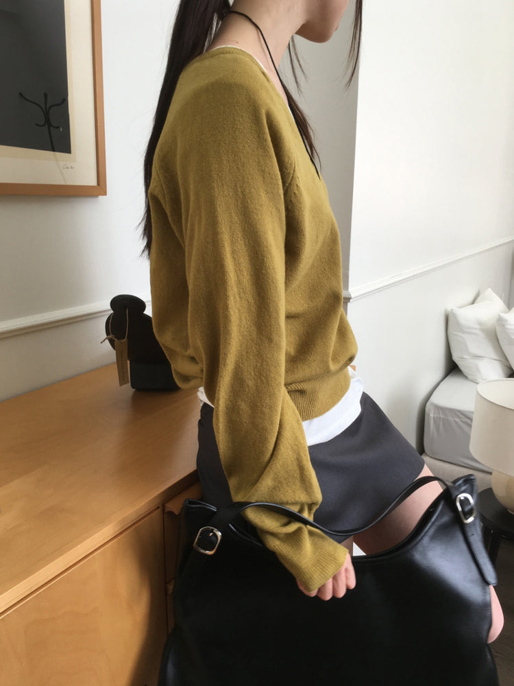 美色U領線細節針織上衣
