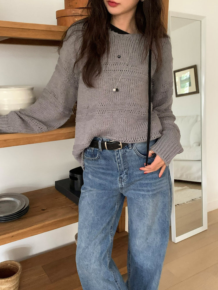 基礎復古美刷色直筒牛仔褲