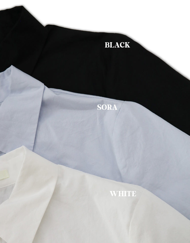 七分袖修腰層次襯衫