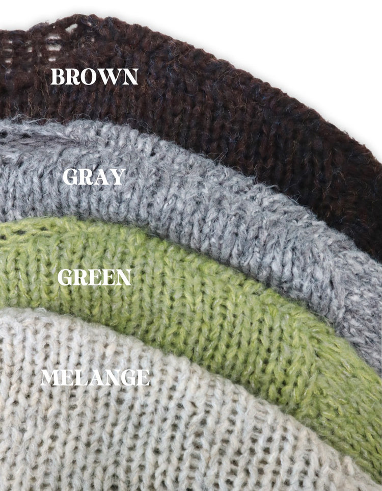 側露肩粗針針織上衣