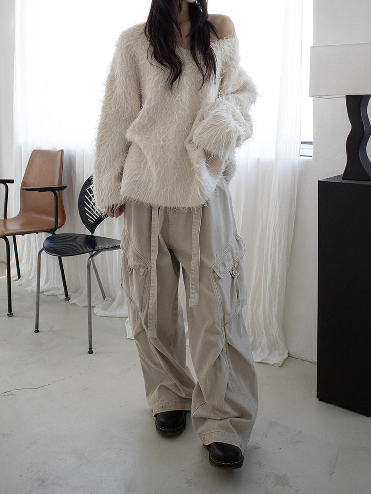 (現)毛流質感V領毛衣