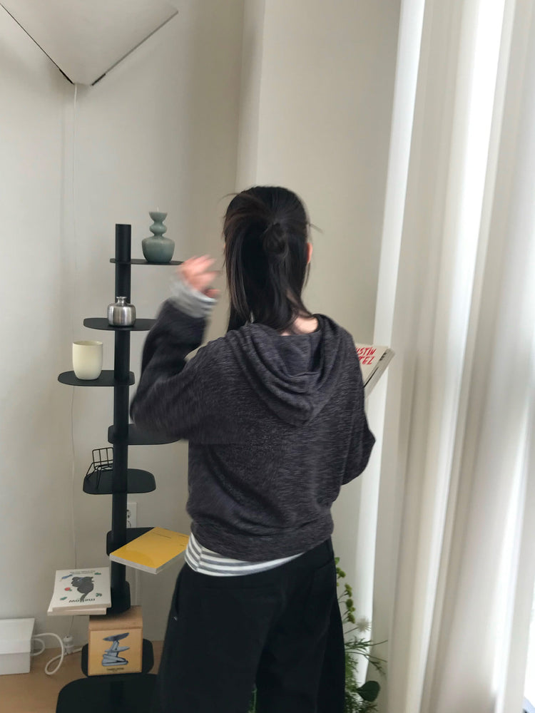 混色扣鈕細節連帽上衣