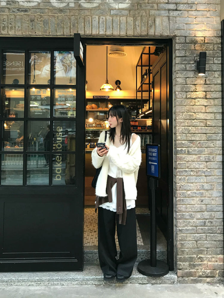 暗菱格紋理針織外套