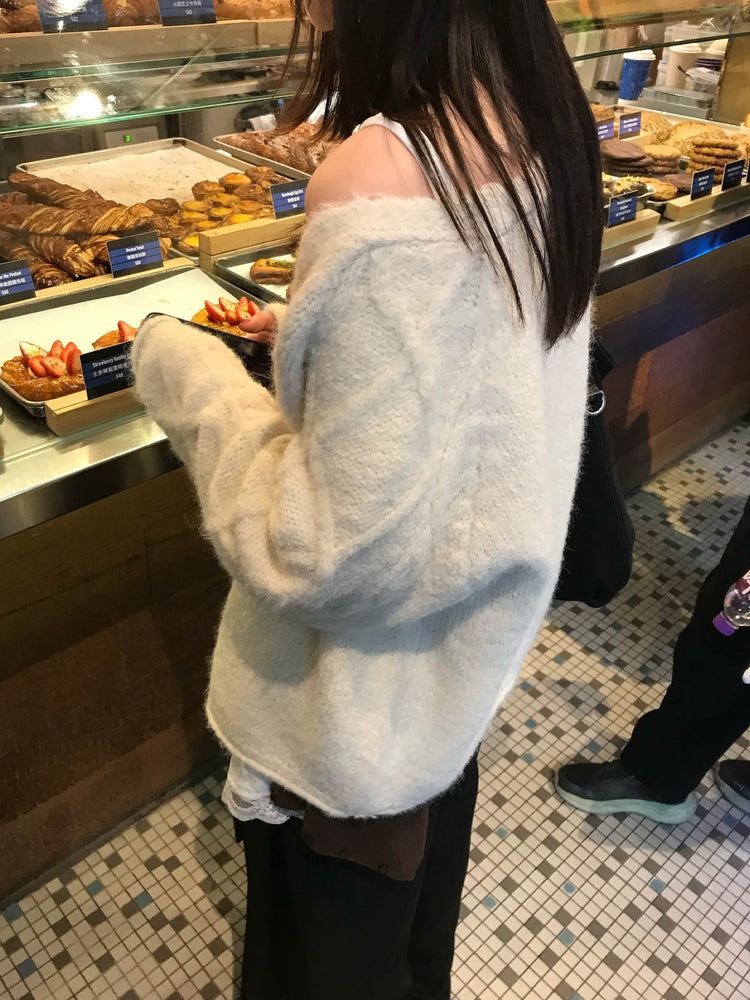 暗菱格紋理針織外套