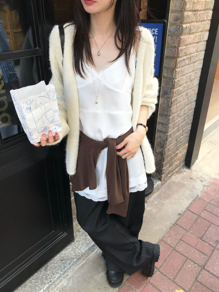 暗菱格紋理針織外套