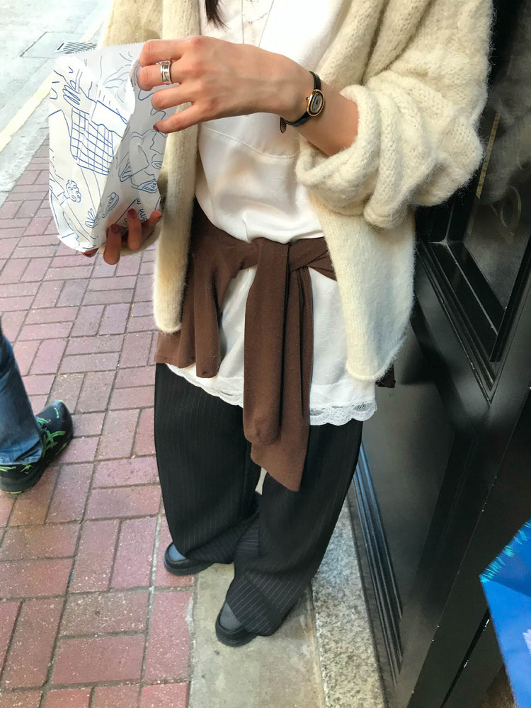 暗菱格紋理針織外套