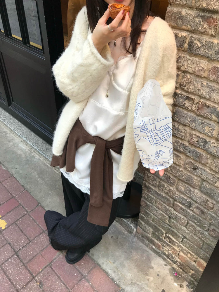 暗菱格紋理針織外套