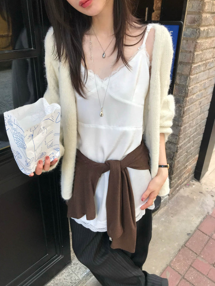 暗菱格紋理針織外套