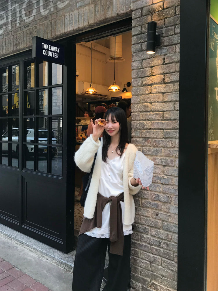 暗菱格紋理針織外套