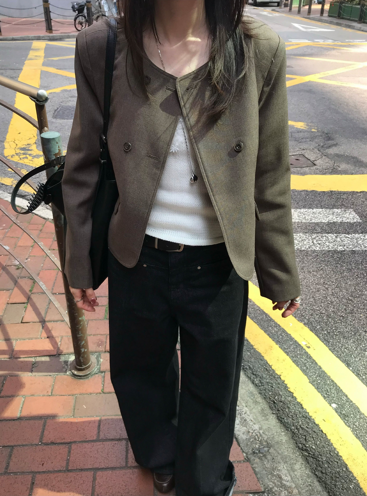 無領雙排扣鈕西外