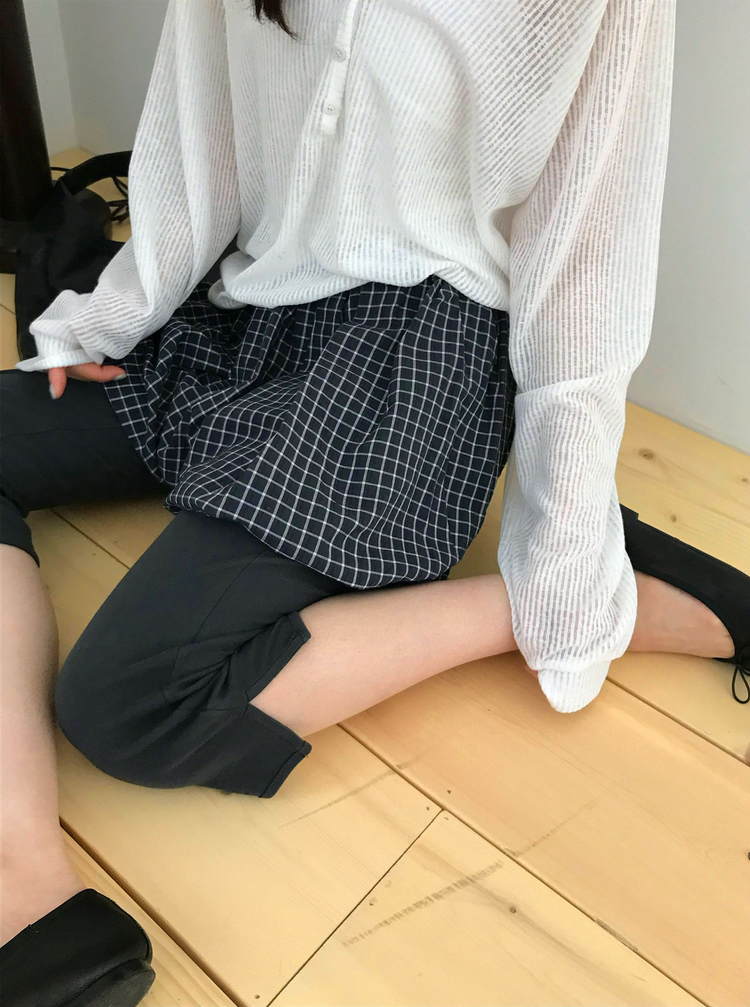 彈性側小開叉七分褲
