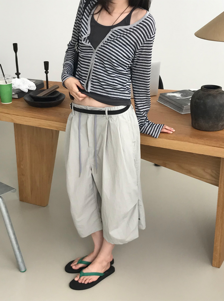 透膚撞色條紋修身外套