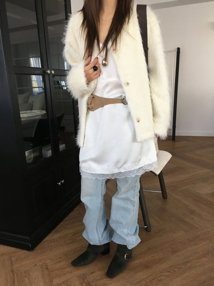 霧光蕾絲邊連身裙