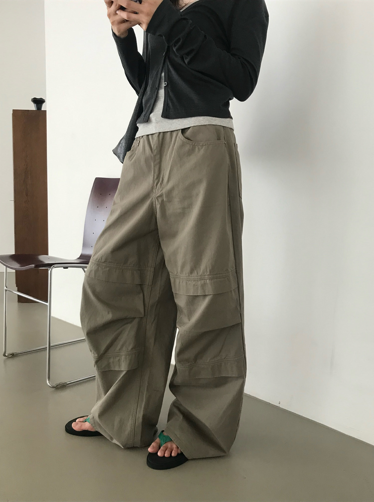美色寬鬆層次工裝褲