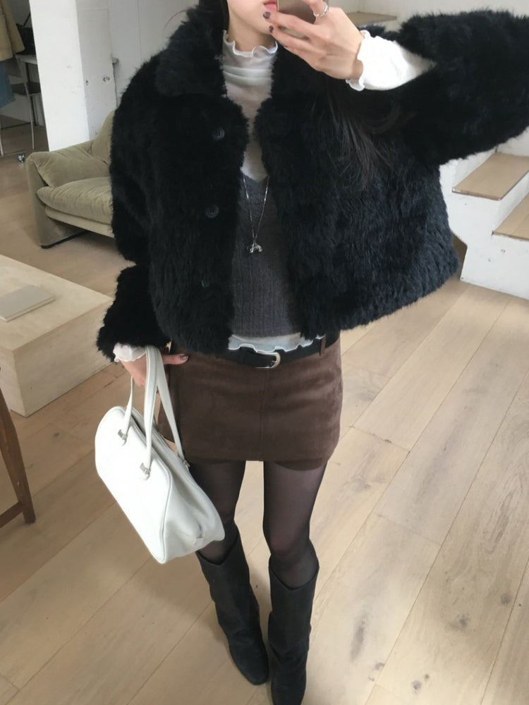 美色微透捲邊細節修身上衣