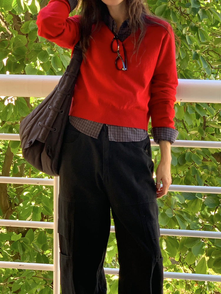 復古美色廓形工裝褲