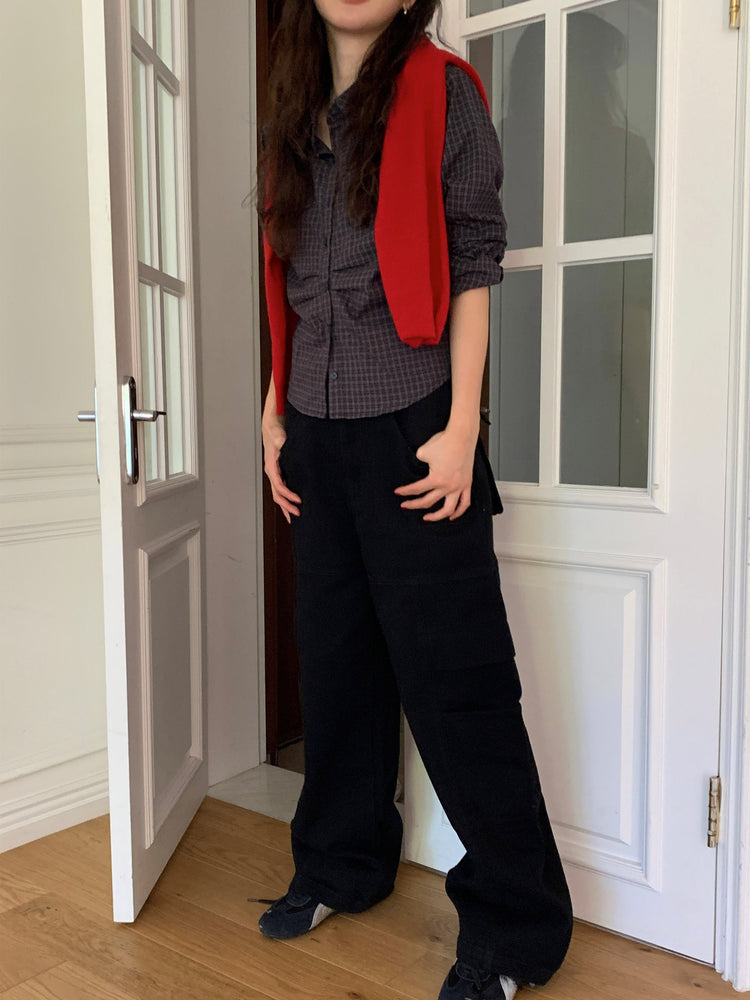 復古美色廓形工裝褲