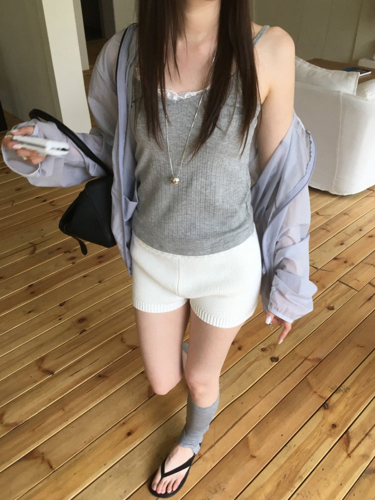 蕾絲邊坑紋背心