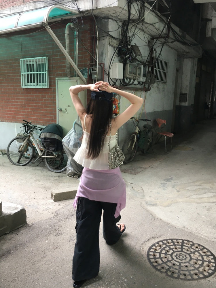 微透暗紋胸壓線細節背心