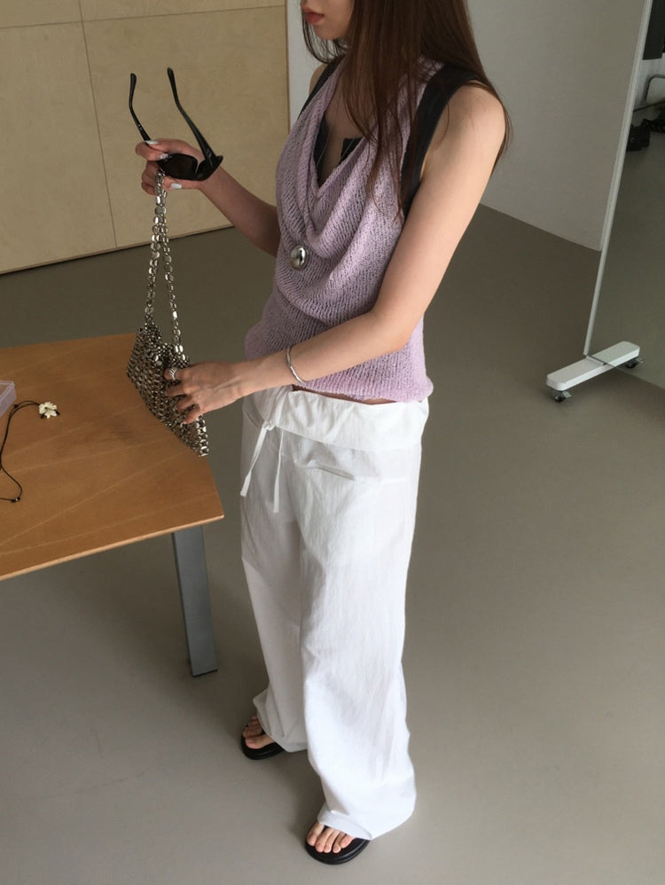 美色垂領粗針針織背心