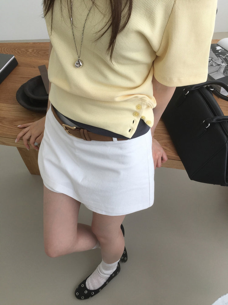 S/S 美肩撞色掛脖兩件式上衣