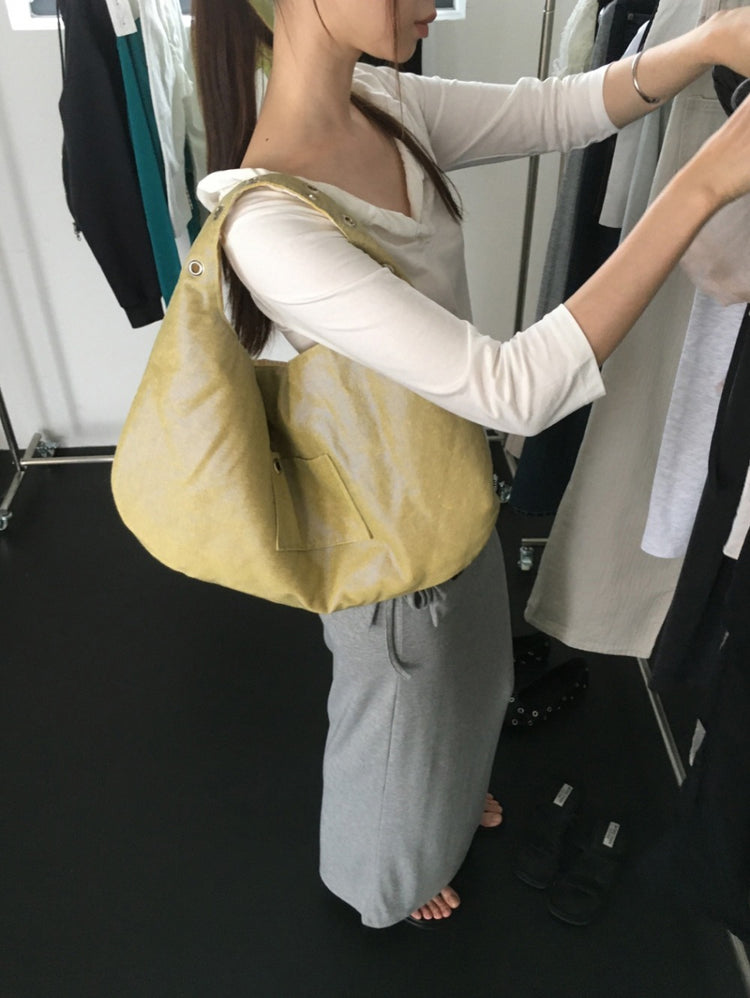 荷葉邊細節V領七分袖上衣