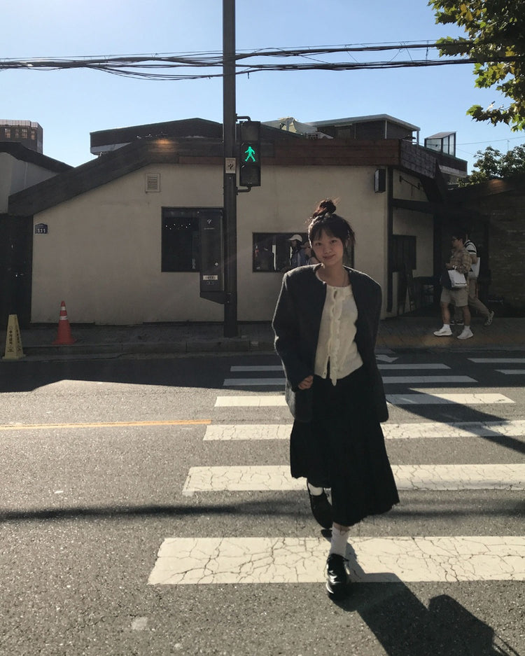 不修邊雙層細節百褶裙